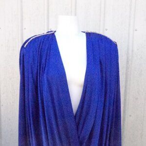 NOS Vintage 1980s Royal Blue sz 22 Party Cruise Holiday Dress Rhinestones